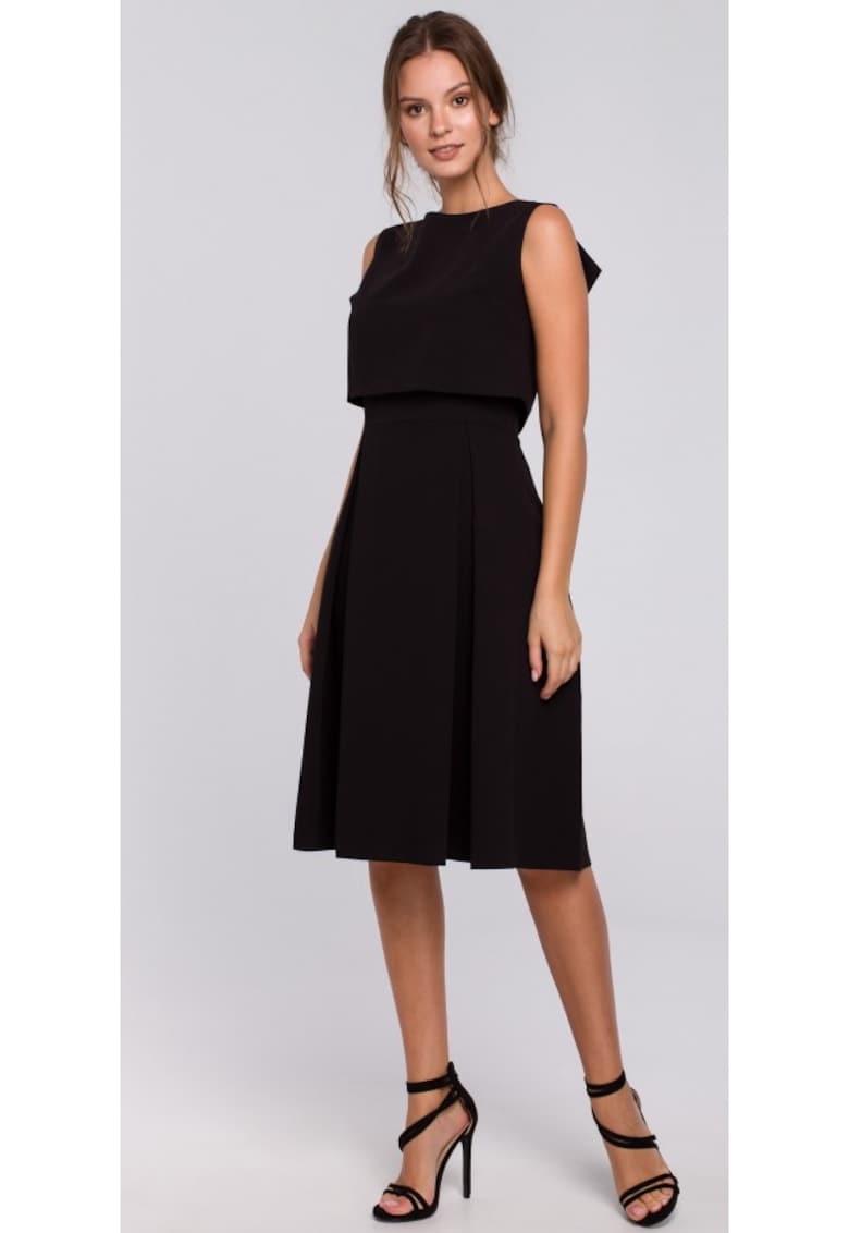 Rochie midi cu pliuri inversate -