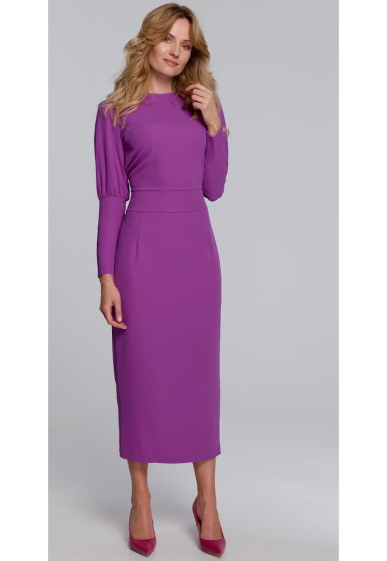 Rochie midi cu mansete inalte - Lavanda
