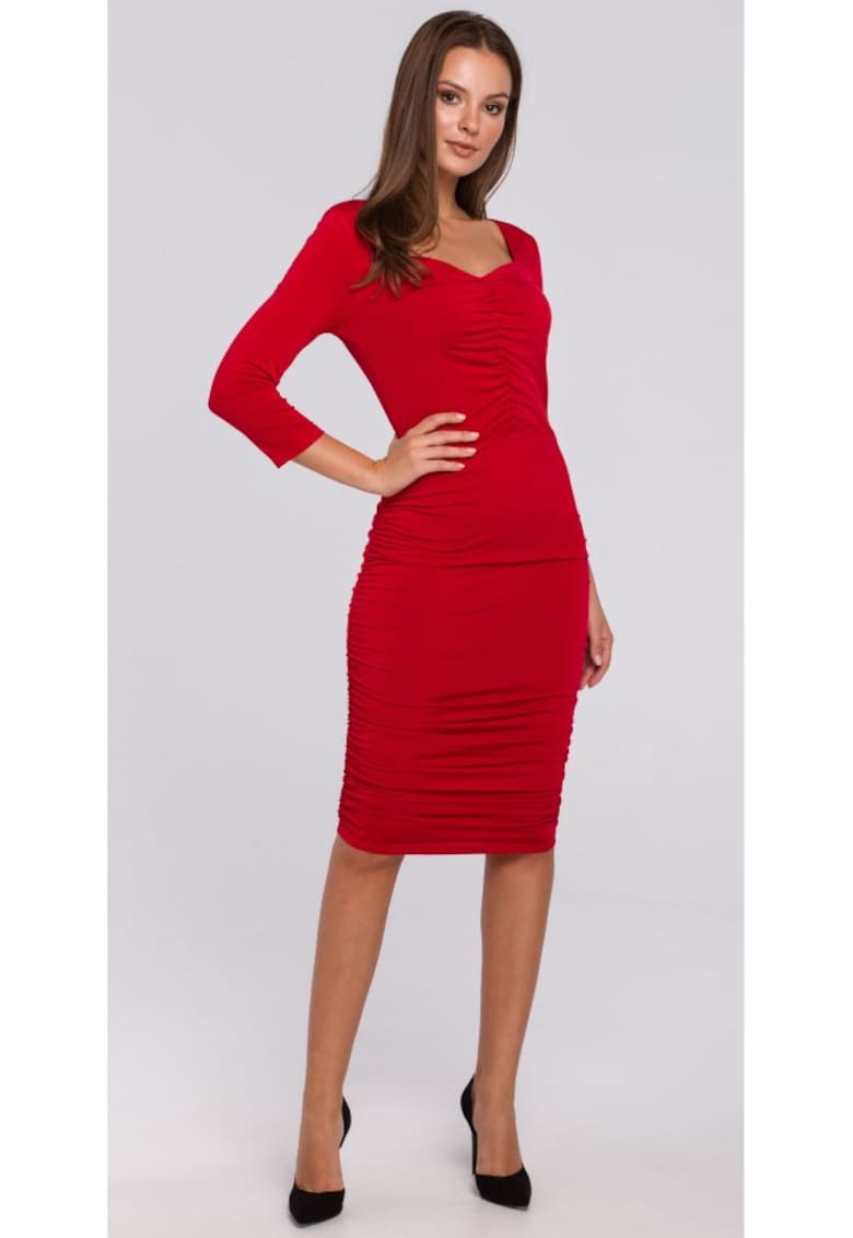 Rochie cu pliuri2 - Rosu