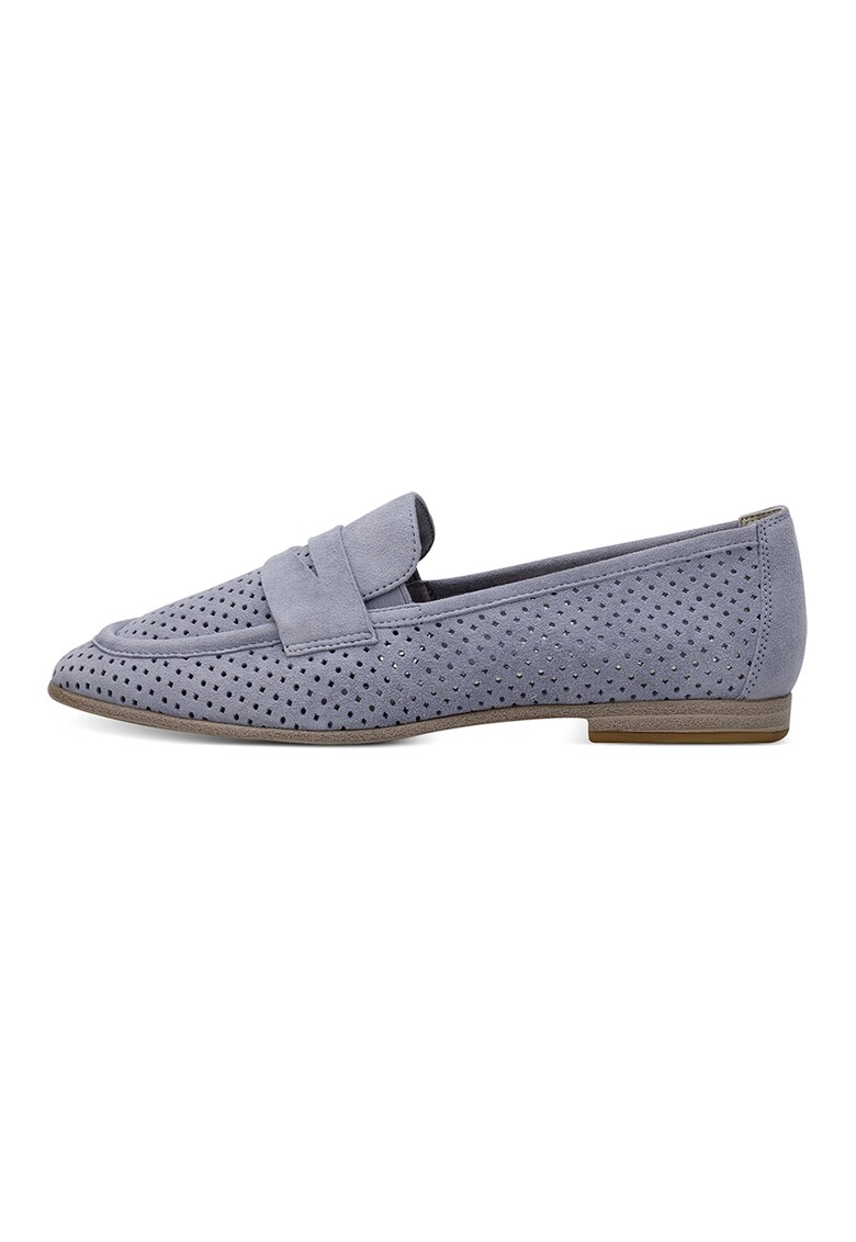 Pantofi loafer din piele intoarsa cu aspect perforat