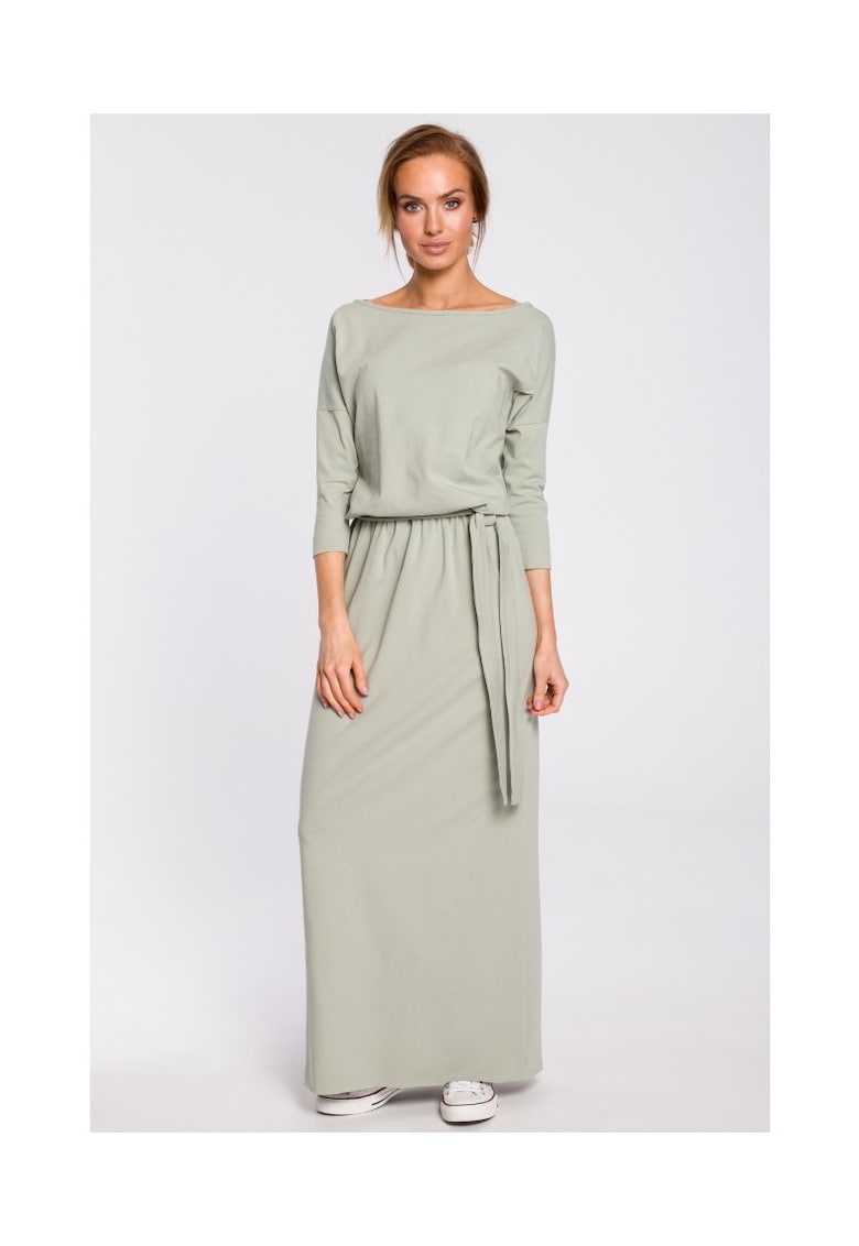 Rochie de dama - Cu cordon - Bumbac - Elastan - Verde fistic1`2