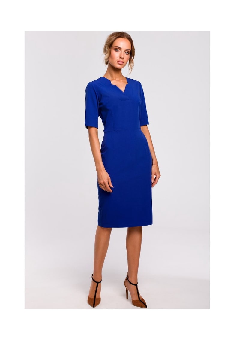 Rochie de dama - Cu maneca - Poliester - Viscoza - Bej1`2