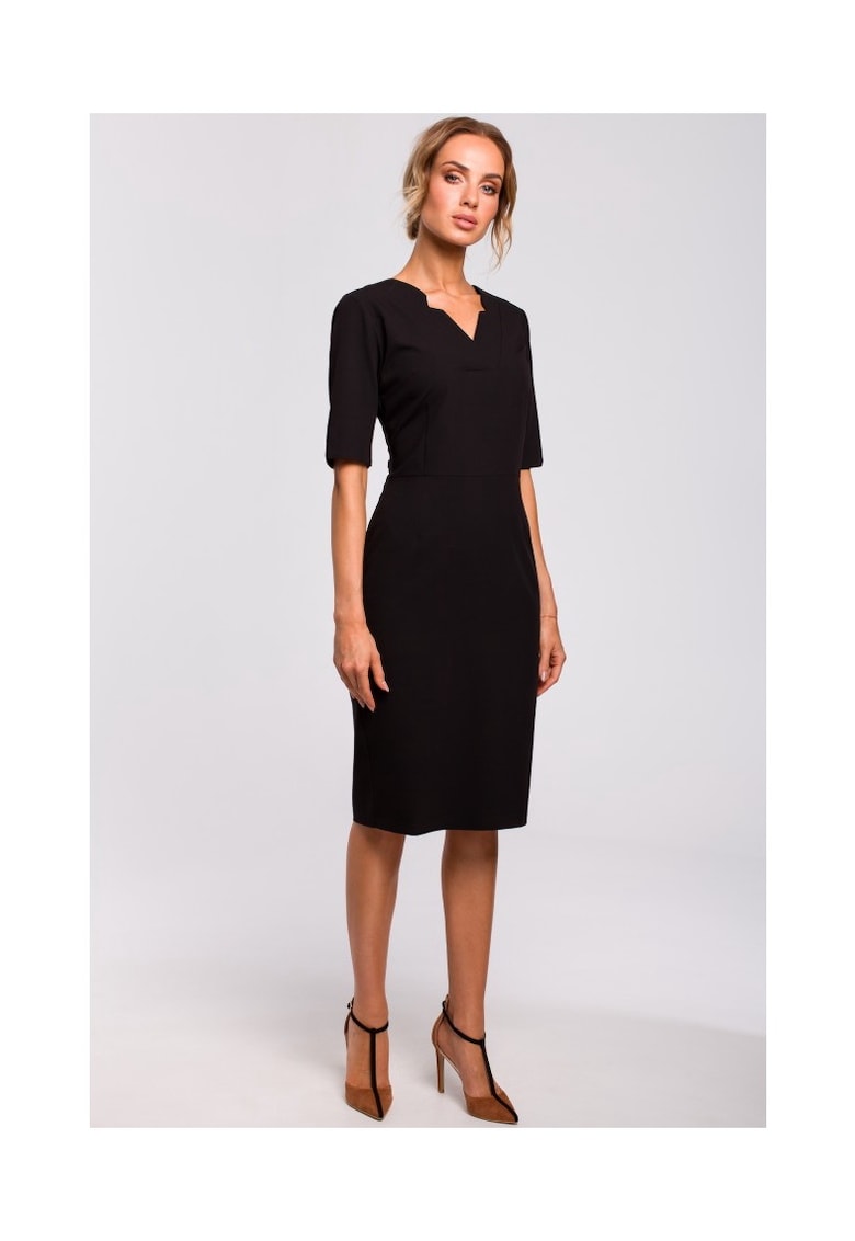 Rochie de dama - Cu maneca - Poliester - Viscoza - Bej1`2
