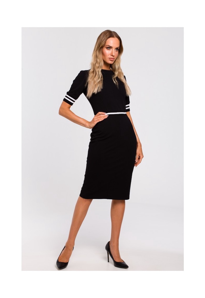 Rochie de dama Cu maneca - Bumbac - Elastan - Alb - Negru - Verde militar