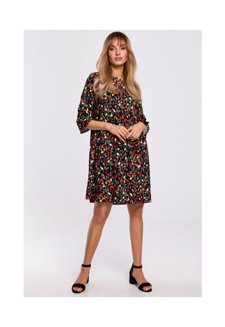 Rochie florala de dama - Made of Emotion - Palihn - neagra - XXL
