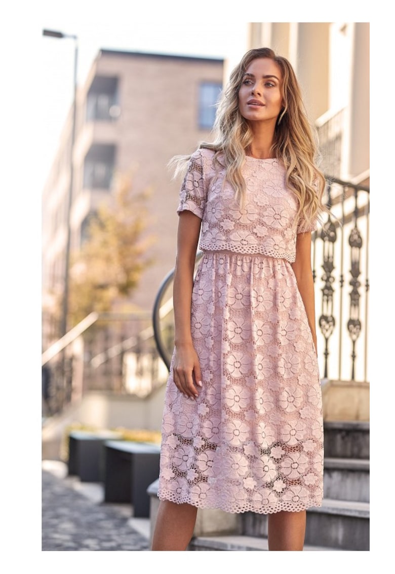 Rochie midi din dantela - Nylon/Elastan