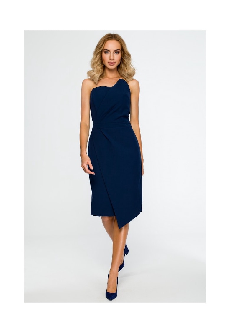 Rochie tip creion - Poliester / Elastan - Bleumarin