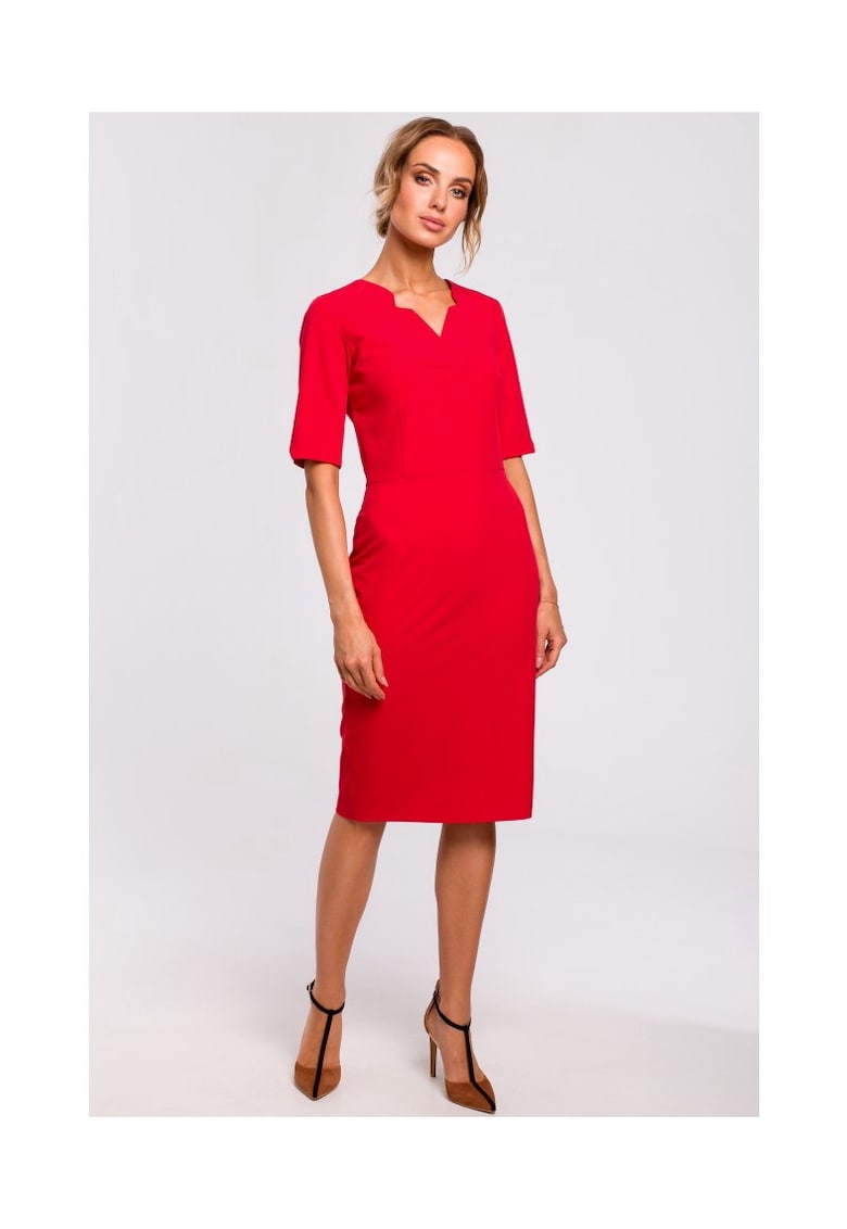 Rochie de dama - Cu maneca - Poliester - Viscoza - Bej1`2