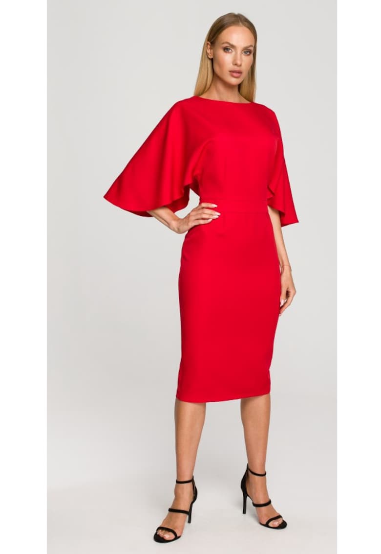 Rochie creion cu maneci largi - verde luxuriant