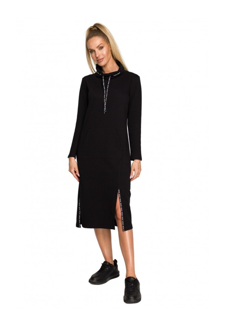 Rochie midi cu dungi logo - Roz - Bumbac - Negru