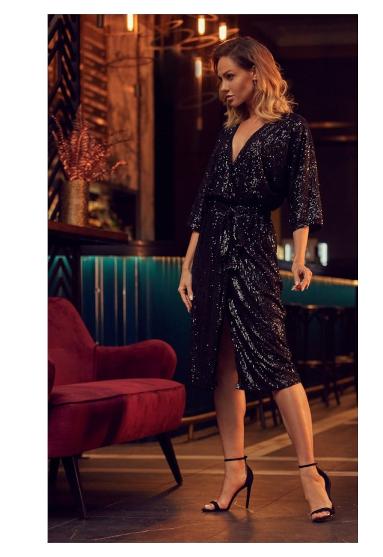 Rochie midi din paiete - Poliester