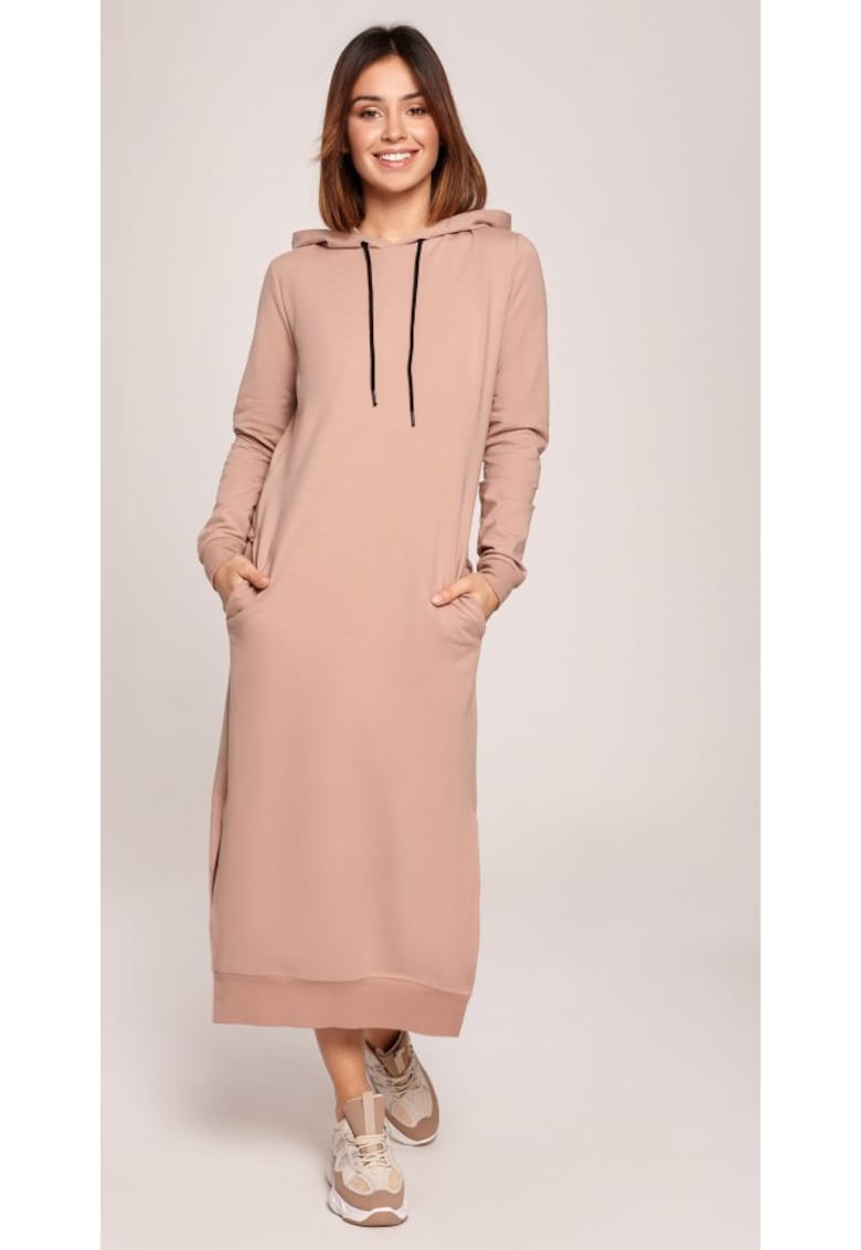 Rochie midi cu gluga - moka -