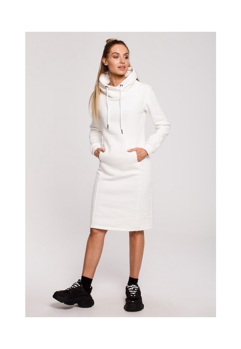 Rochie cu guler inalt - ecru