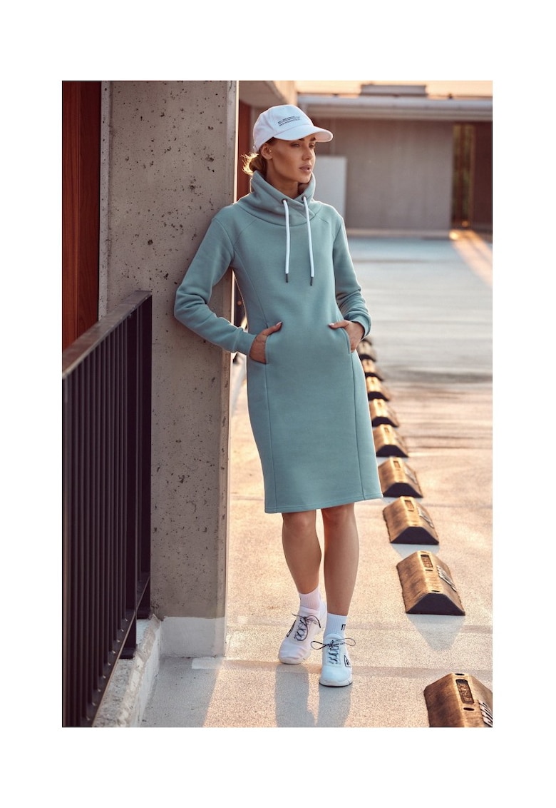 Rochie cu guler inalt - ecru