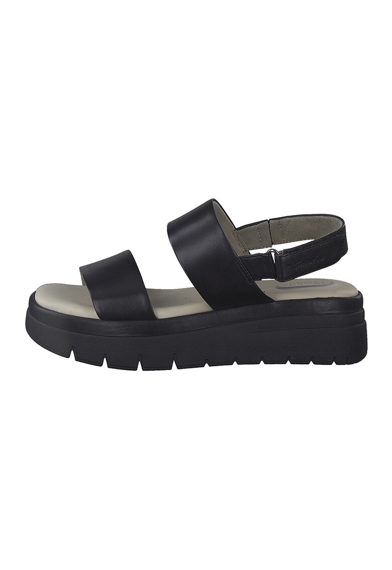 Sandale din piele cu talpa wedge si inchidere velcro