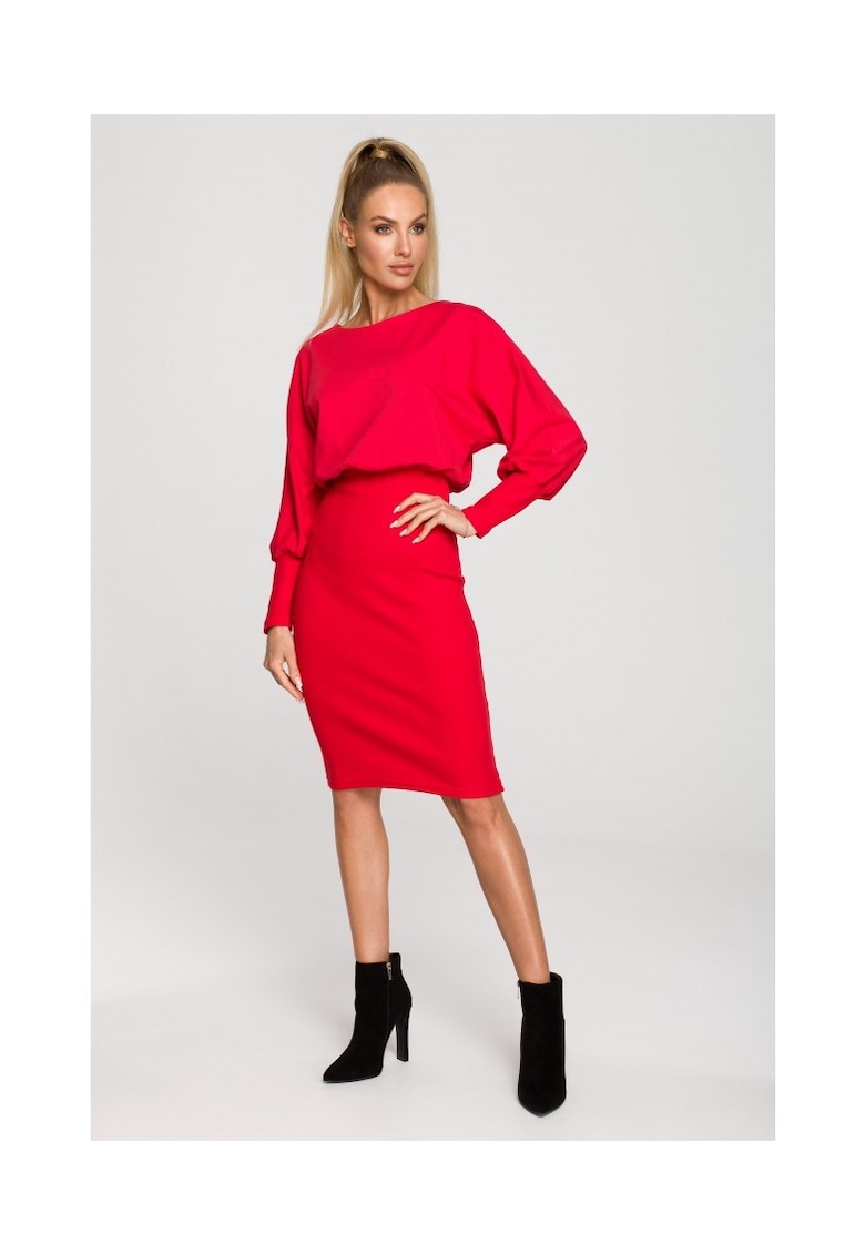 Rochie rosie din bumbac cu tesatura moale