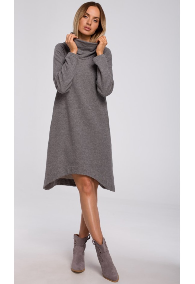 Rochie asimetrica cu guler inalt -