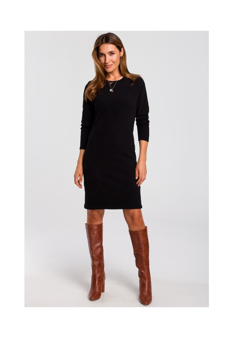 Rochie pulover - Bumbac/Elastan - Negru