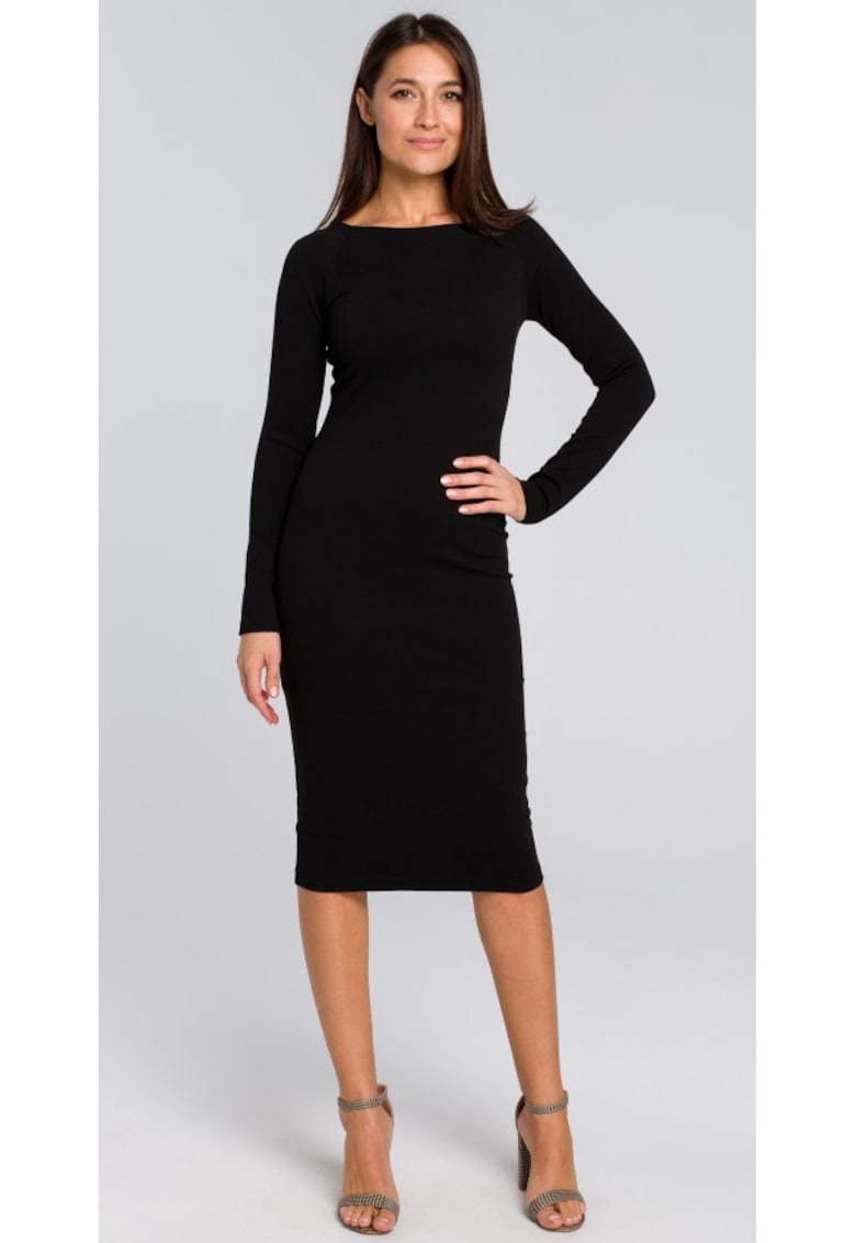 Rochie de dama Cu maneca - Poliester - Elastan - Negru