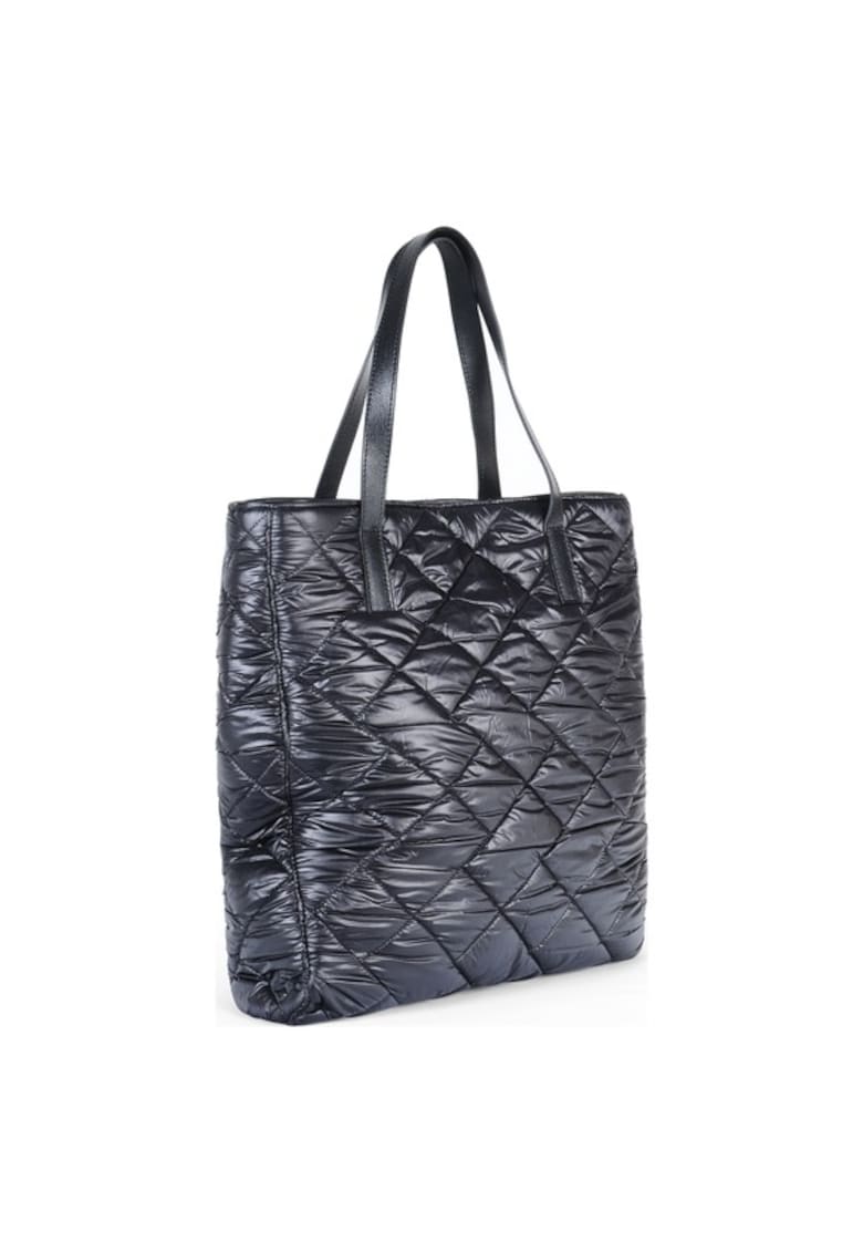 Geanta dama piele -  Shopping bag 2 matlasat - negru - 35x8x35 cm Geanta dama piele -  Shopping bag 2 matlasat - negru - 35x8x35 cm