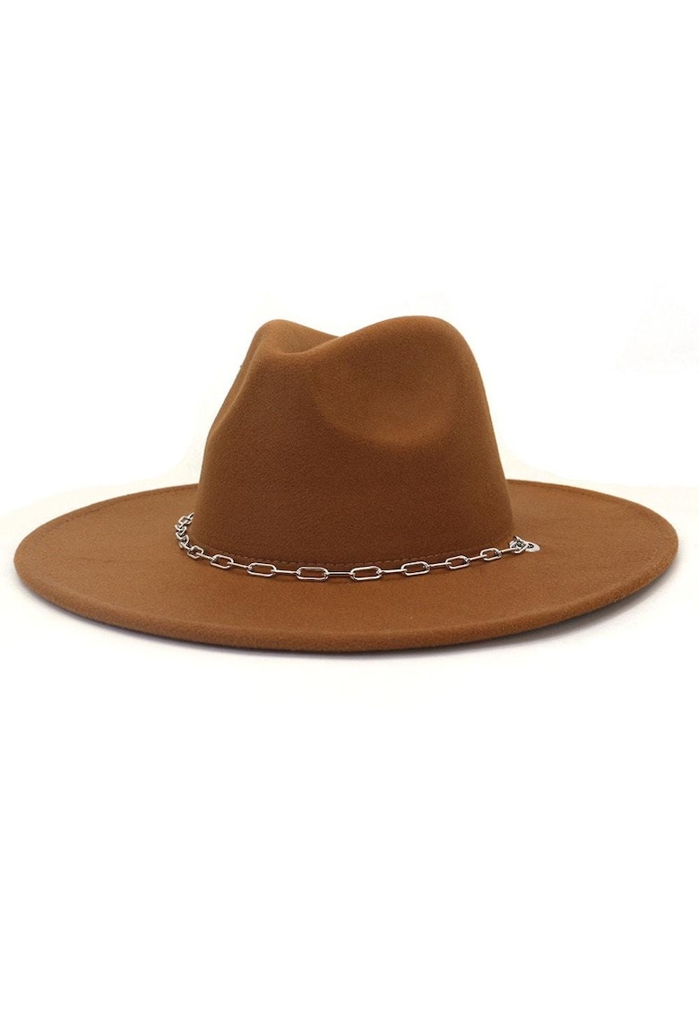 Palarie dama - cu bor lat si lant argintiu - Enia -