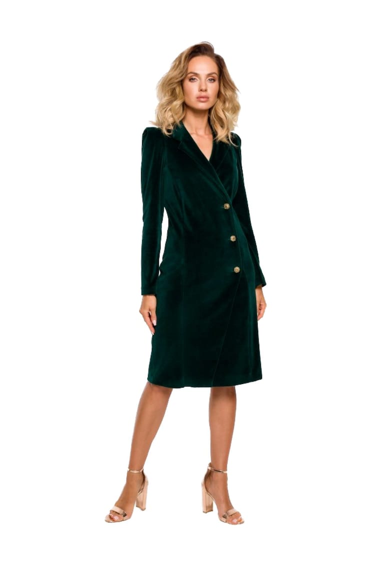 Rochie sacou din catifea - verde -