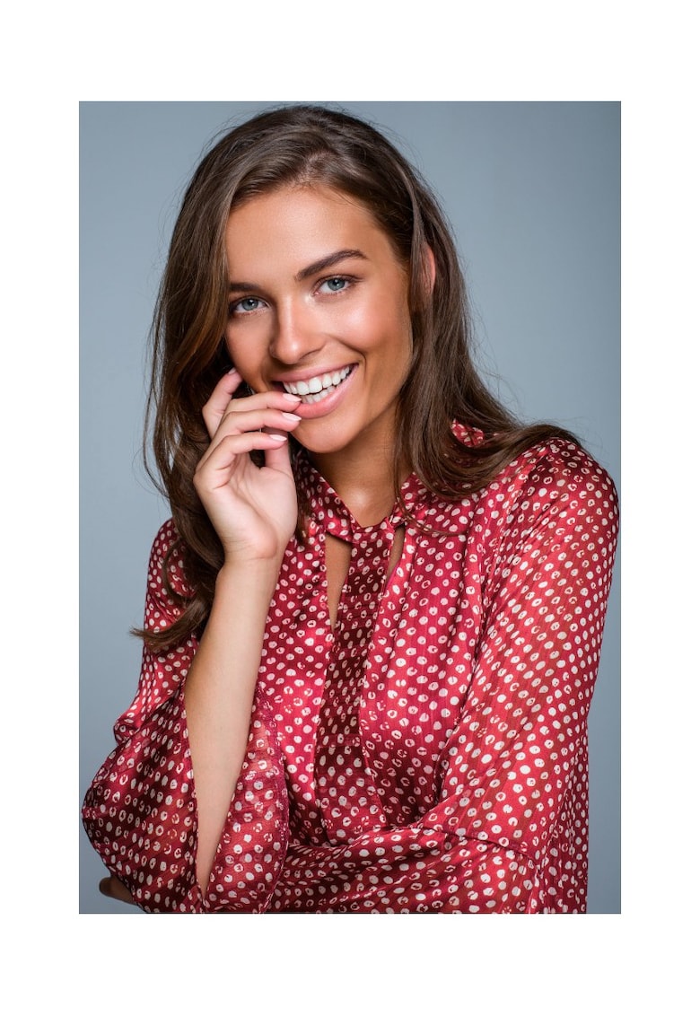 cu imprimeu - Poliester - Rosu