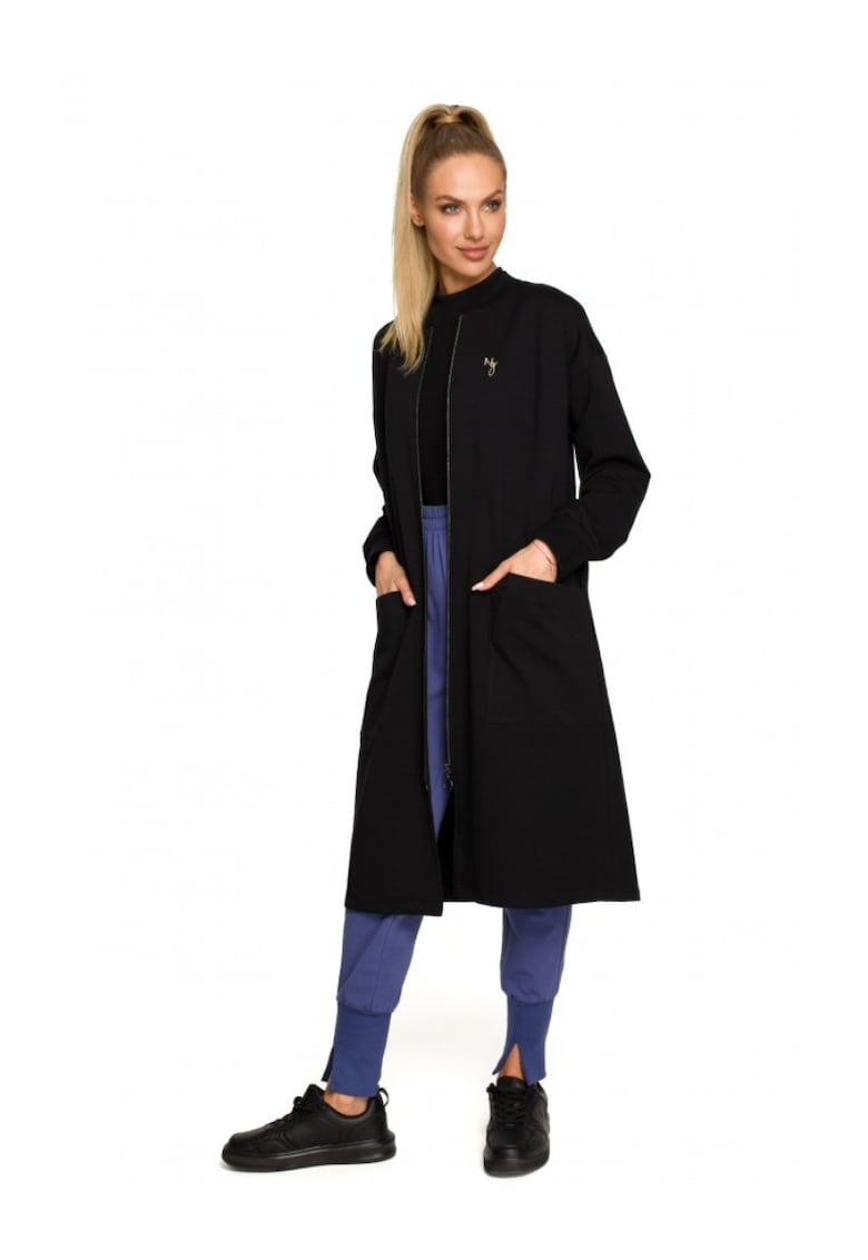 Blazer de dama Cu fermoar - Bumbac - Elastan - Negru