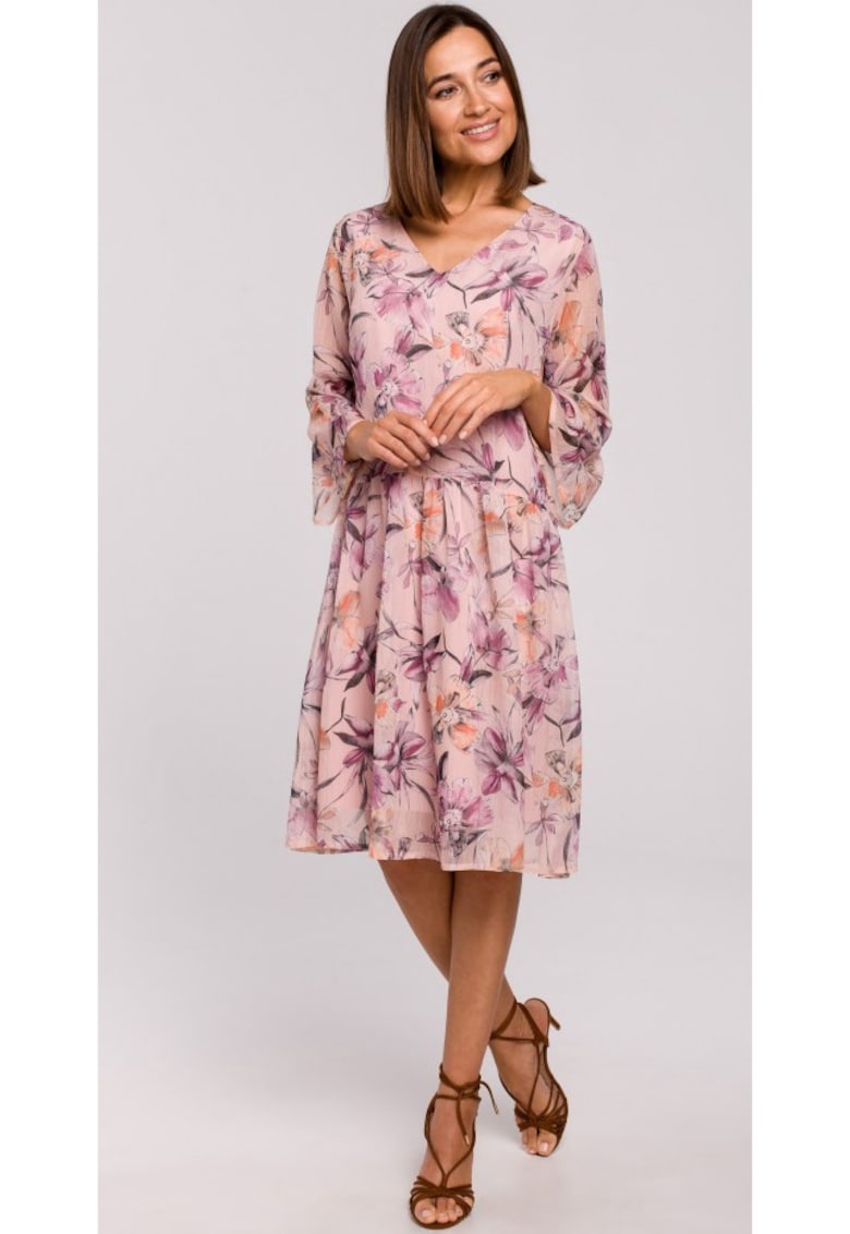 Rochie florala - Poliester - Roz/Mov