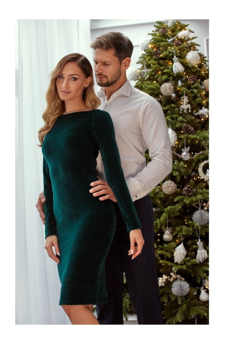 Rochie creion din velur