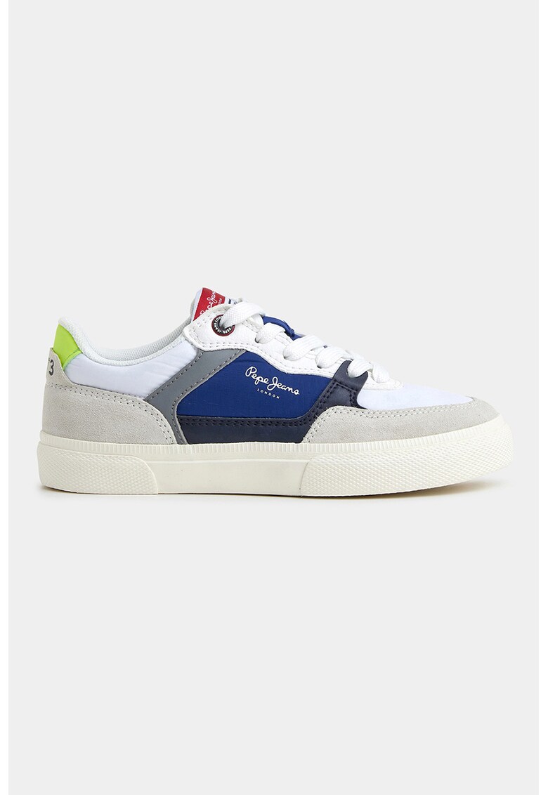 Pantofi sport cu insertii de piele intoarsa - Alb/Bej/Bleumarin