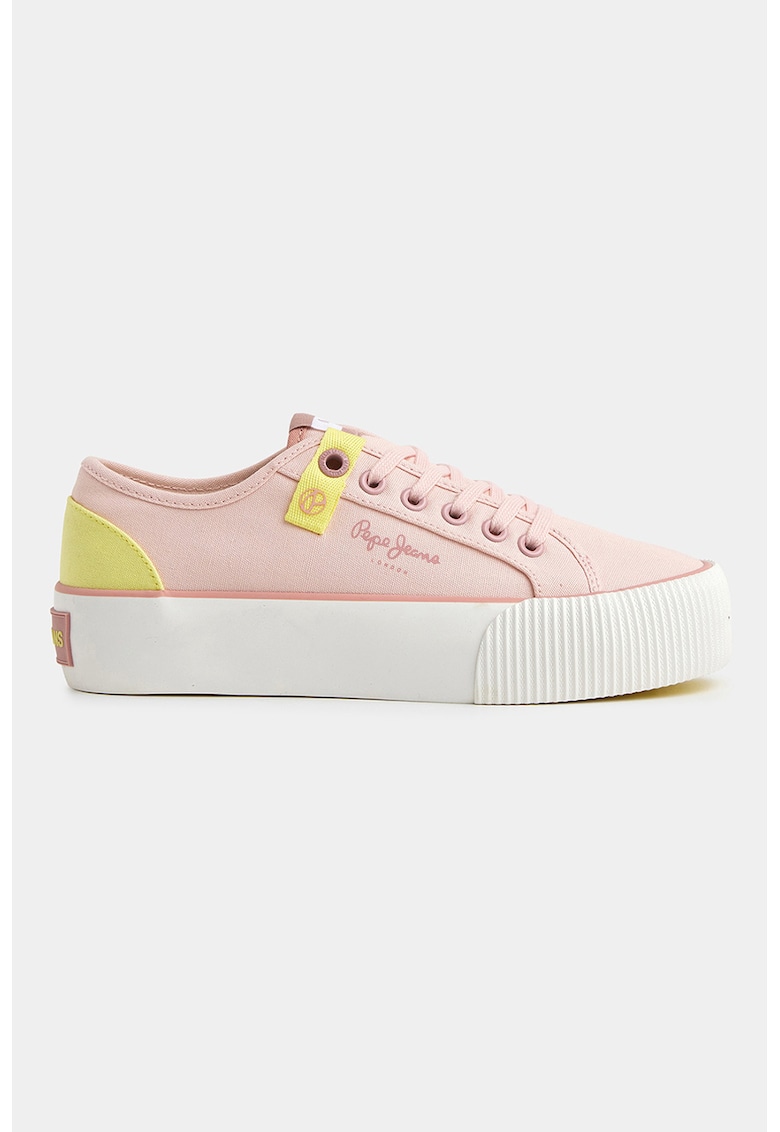 Pantofi sport flatform low-cut - Galben/Roz pastel