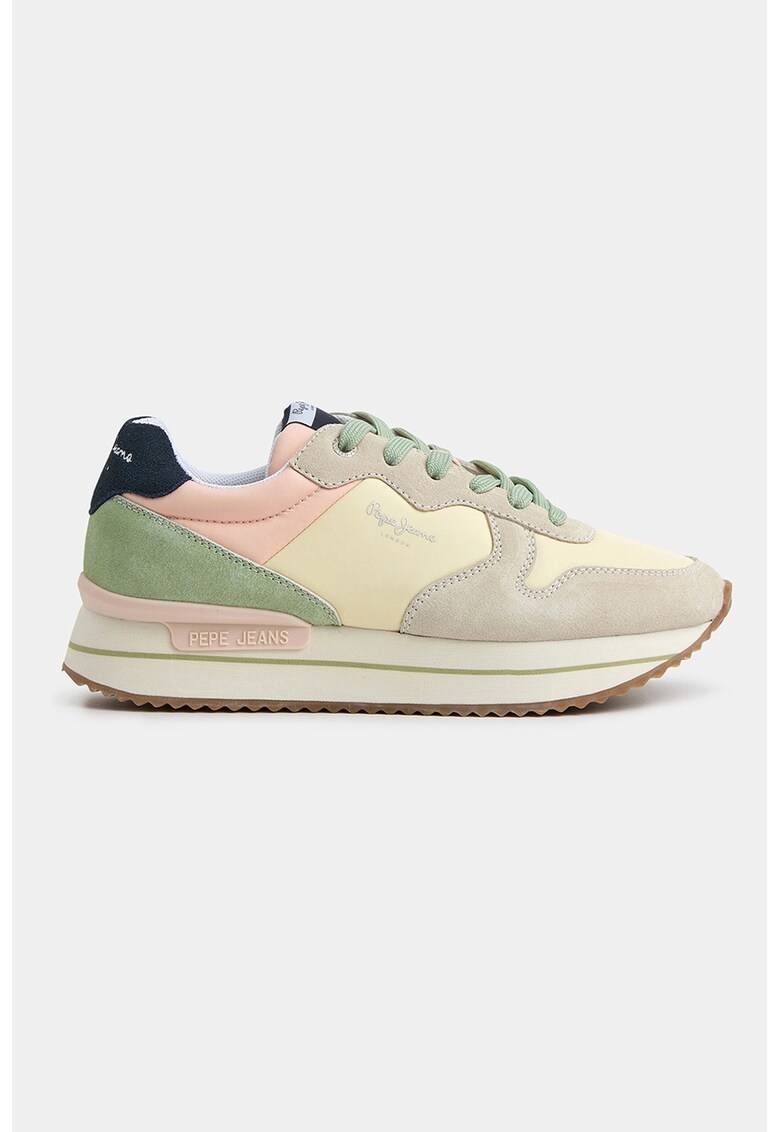 Pantofi sport colorblock cu insertii de piele intoarsa Rusper - Galben pal/Verde deschis/Roz