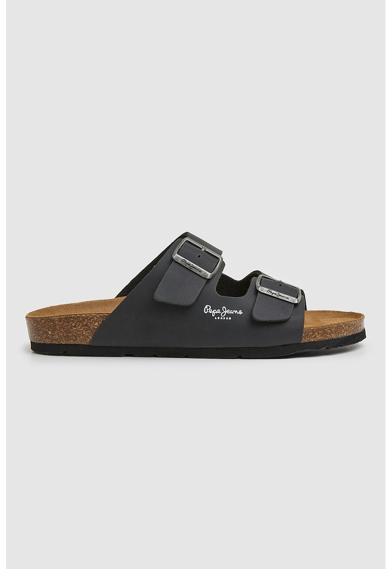 Papuci de piele ecologica cu catarame