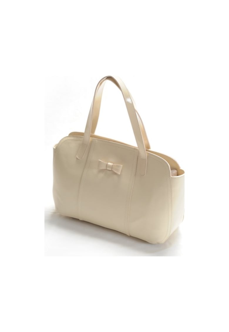 Geanta dama piele -  Papion - mijlociu crem - 28x11x24 cm Geanta dama piele -  Papion - mijlociu crem - 28x11x24 cm