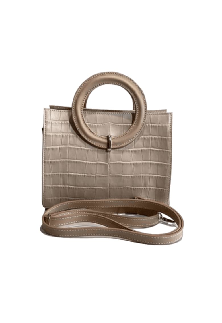 Geanta dama piele - Olivia - croco nude - 22x10x17 cm