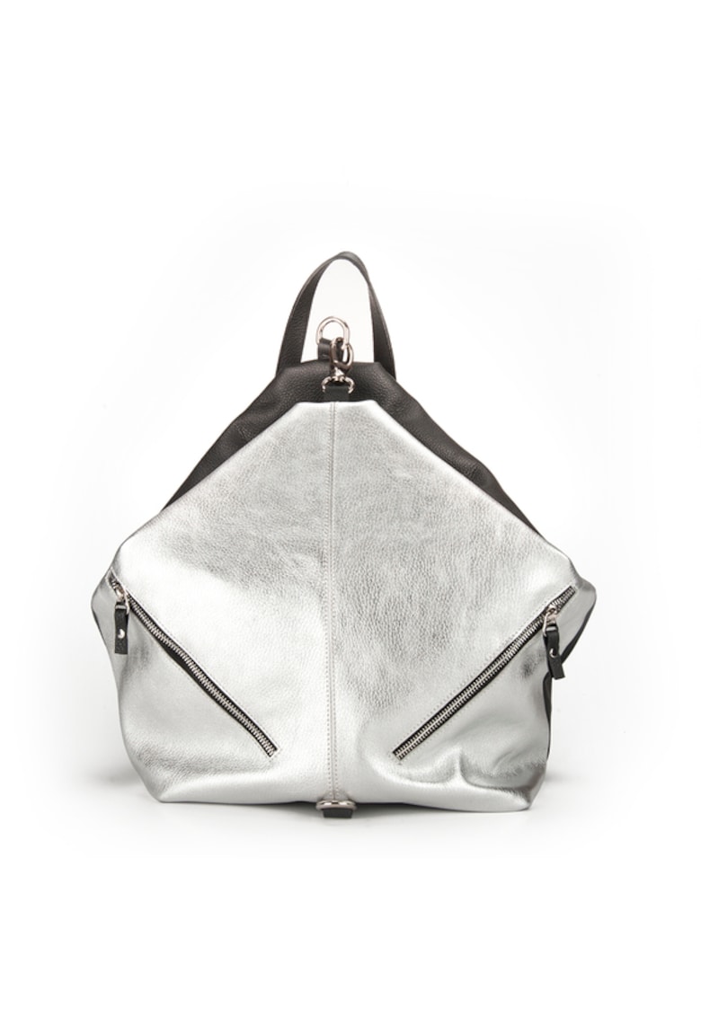 Geanta dama piele -  Mabella mare - argintiu - 36x20x33 cm