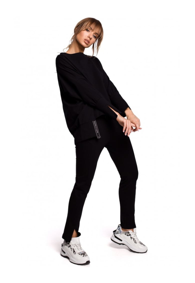 Bluza supradimensionata cu decupaje laterale - Bumbac/Elastan - Negru