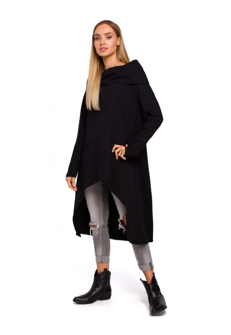 Tunica asimetrica - Bumbac - Negru