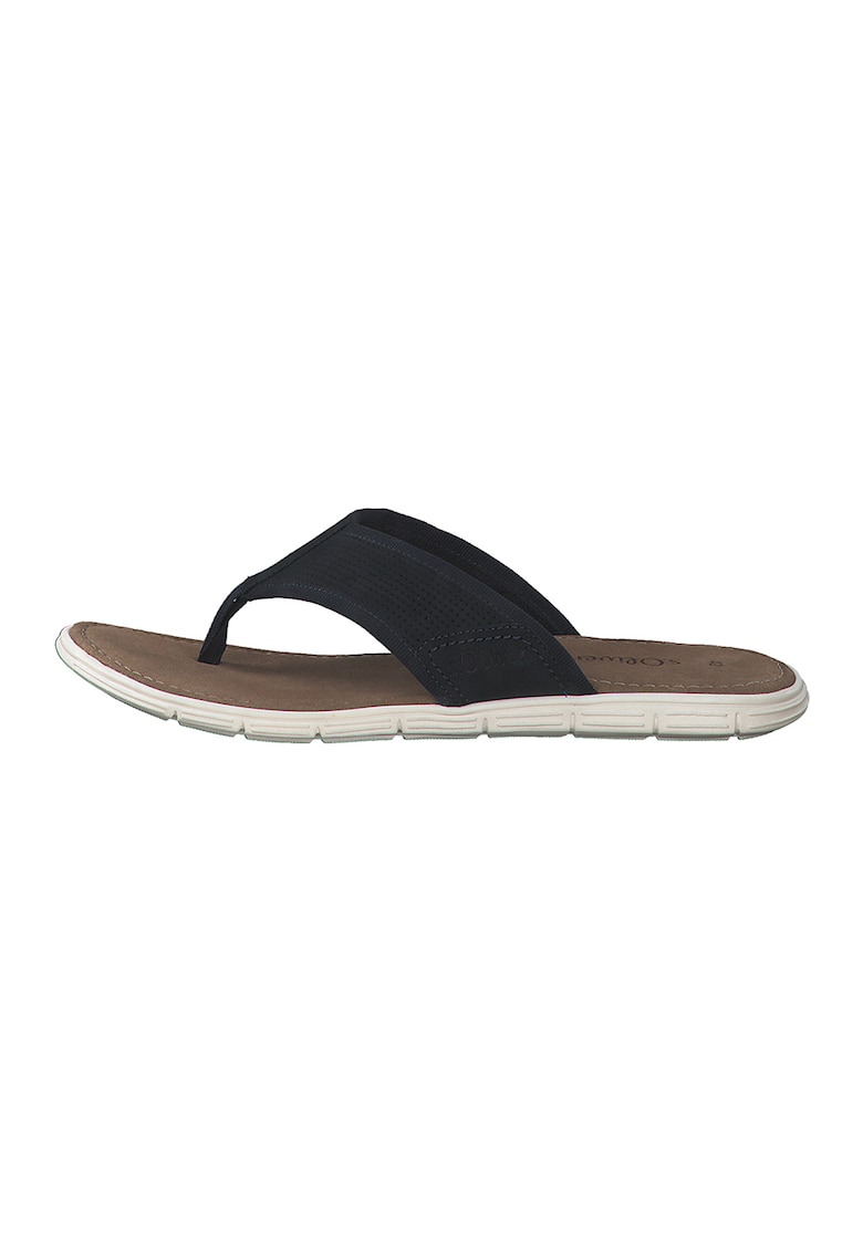 Papuci flip-flop de piele cu aspect perforat