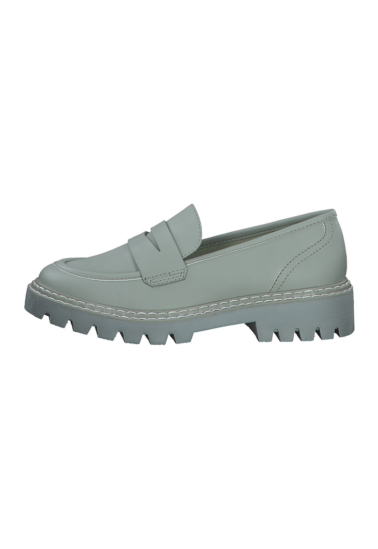 Pantofi loafer de piele ecologica cu cusaturi contrastante