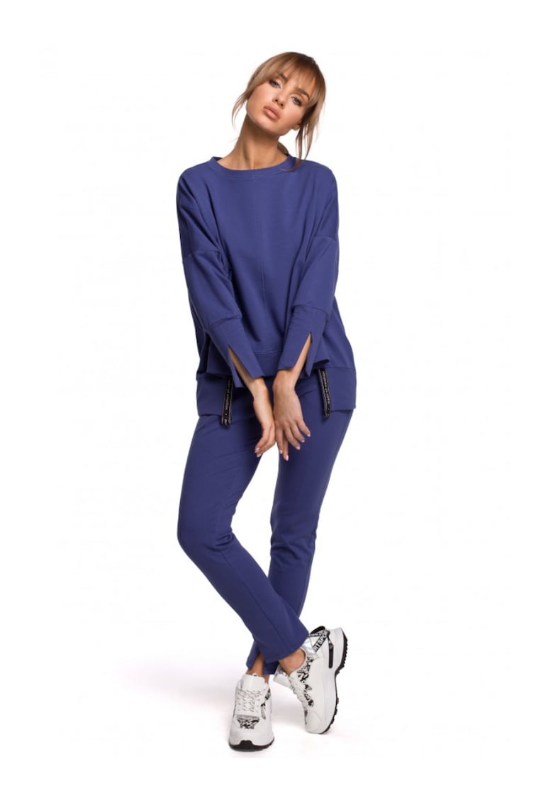 Bluza dama cu despicaturi laterale -  Bumbac/Elastan - Indigo Bluza dama cu despicaturi laterale -  Bumbac/Elastan - Indigo