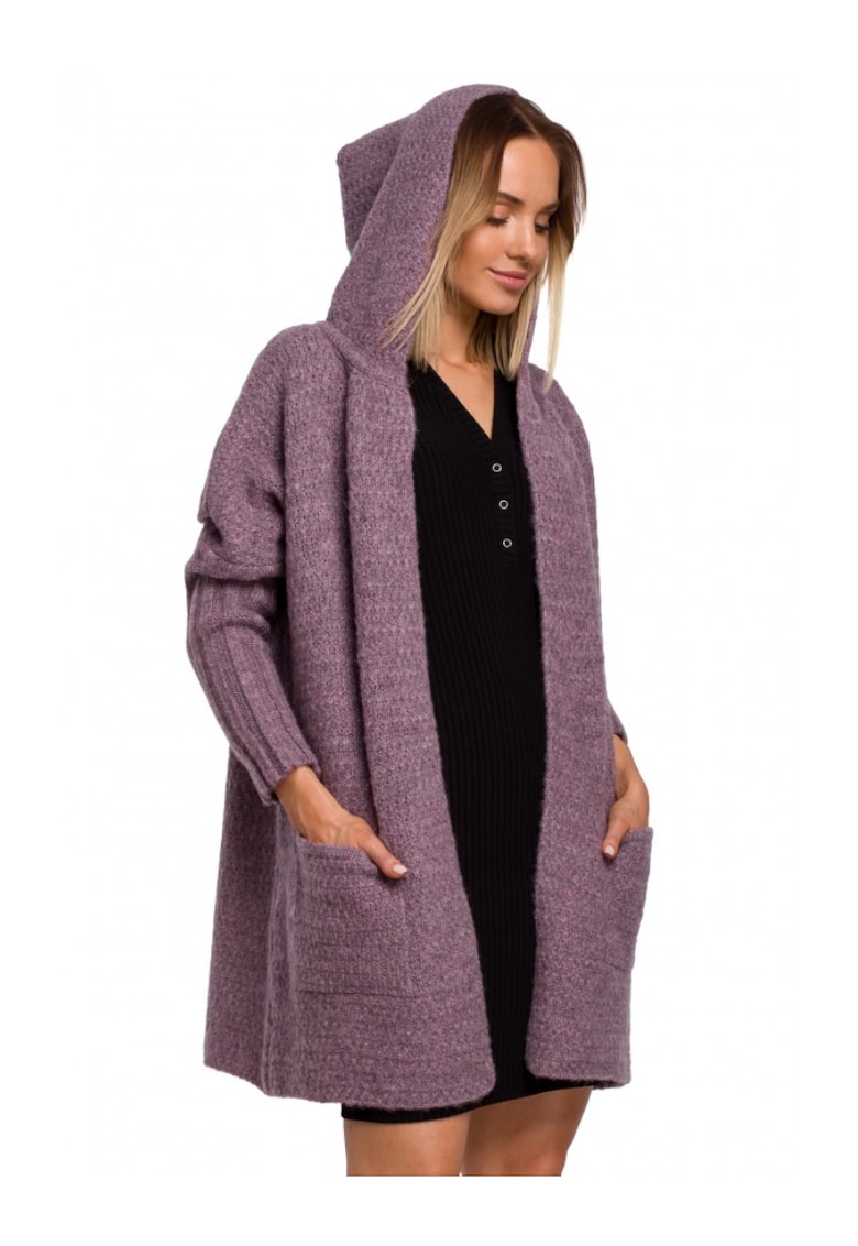 Cardigan cu gluga Cu Poliamida - Lana - Mov