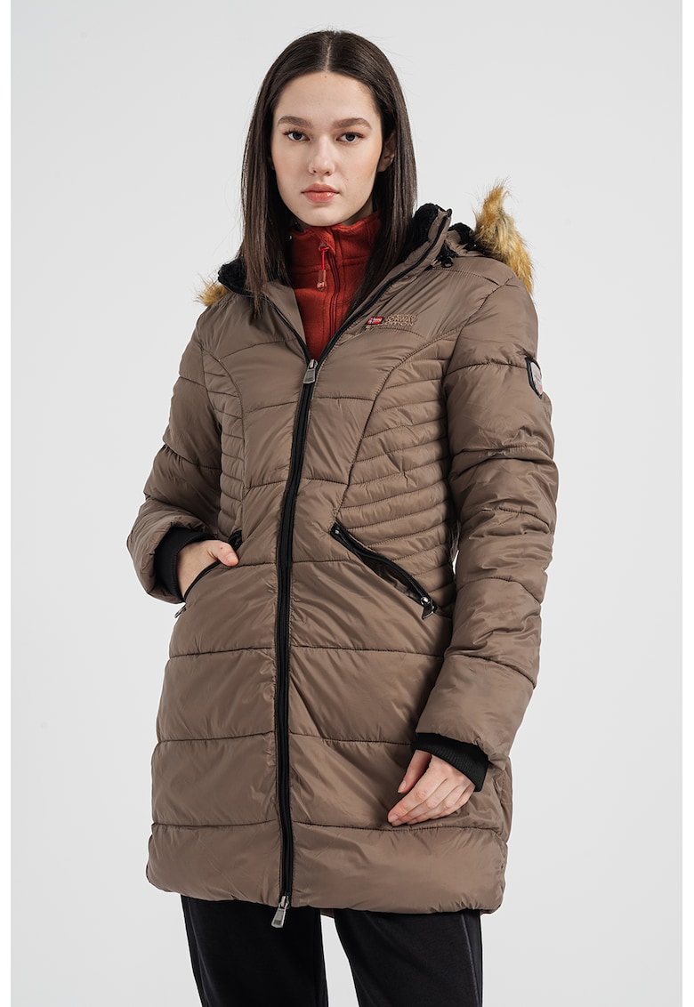 Geaca parka cu vatelina si gluga Abeille - Maro taupe