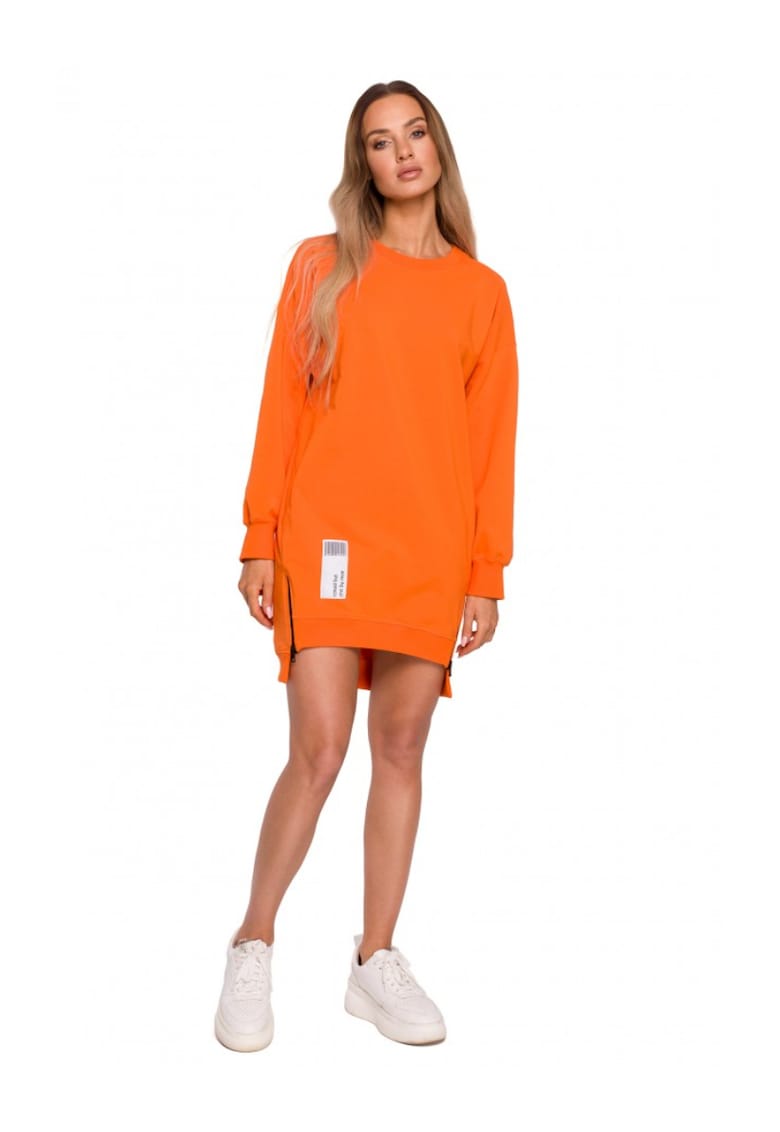 Bluza de dama Tip Tunica - Cu fermoare - Bumbac - Elastan - Portocaliu