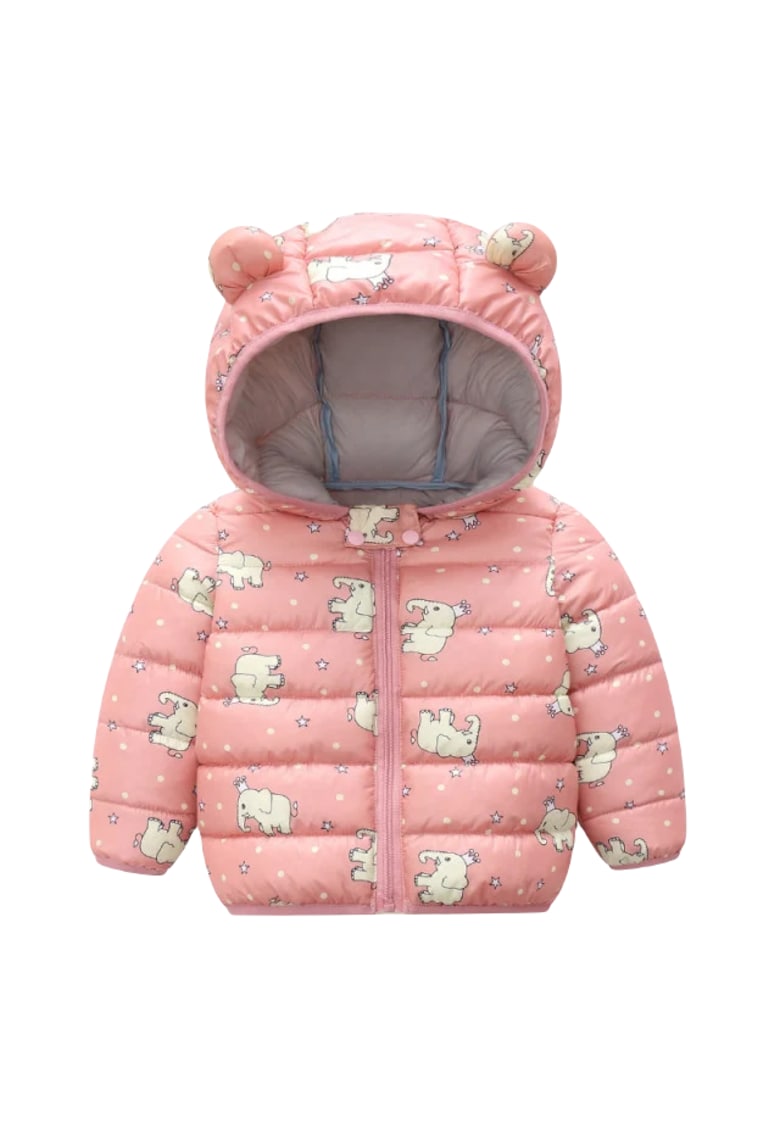 Geaca Din Fas Elefantei - Fete - Fermoar - Maneca lunga - Roz