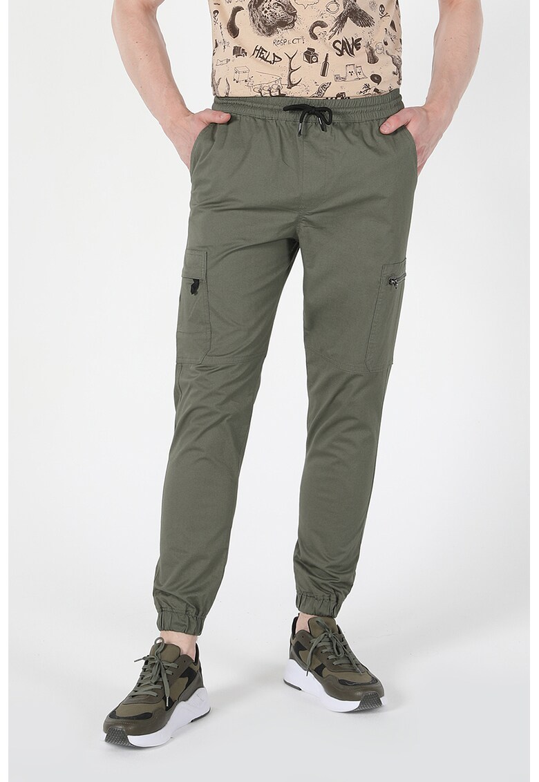 Pantaloni cargo slim fit cu snur