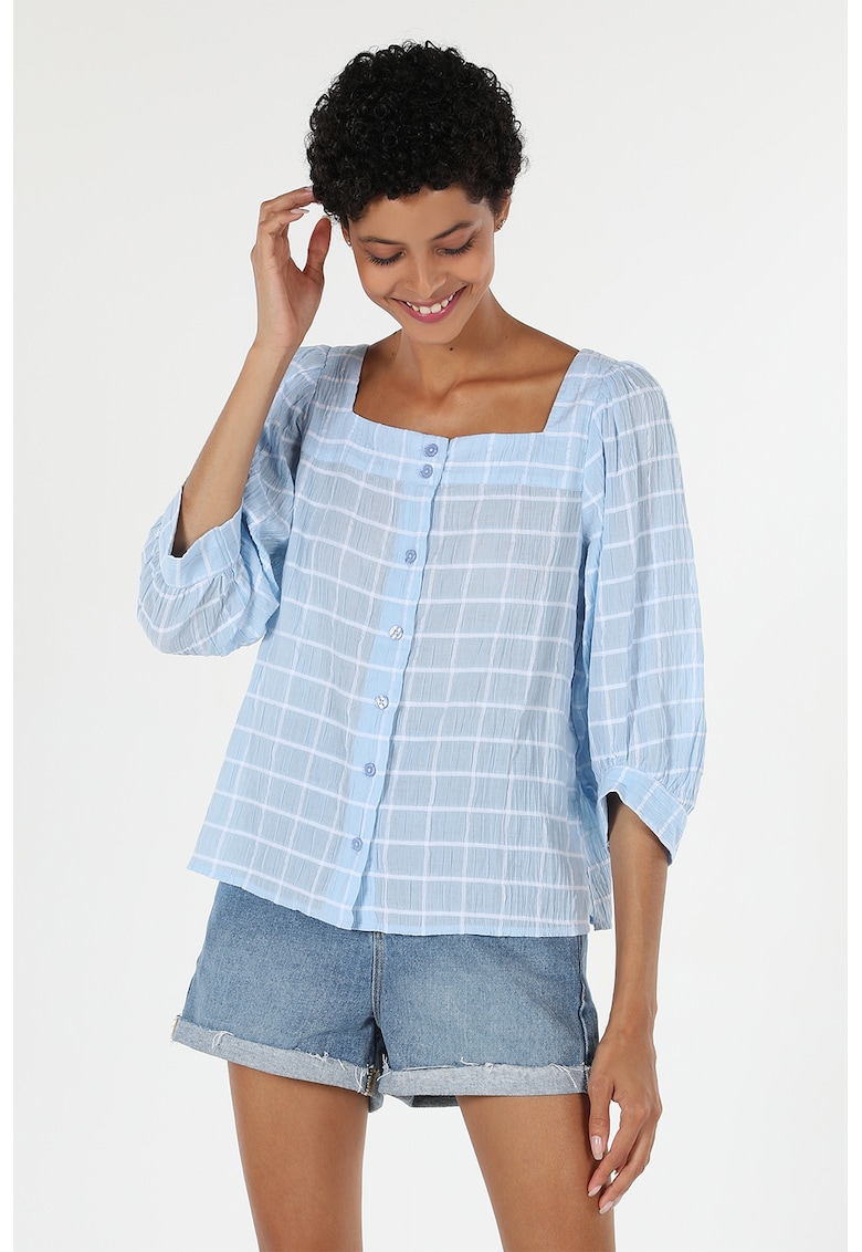 Camasa cu model in carouri si decolteu patrat