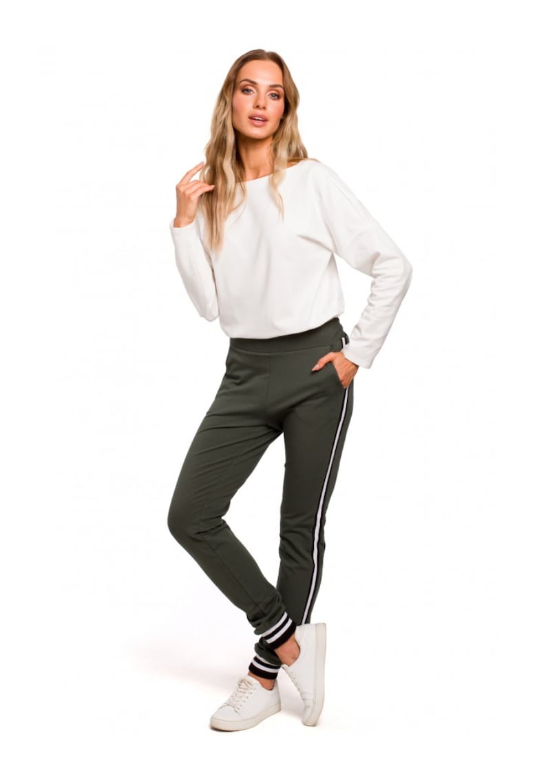 Pantaloni dama - Bumbac/Elastan - Verde kaki