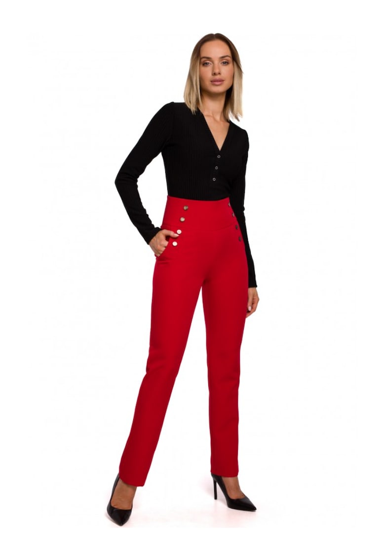 Made of Emotion Elegáns női nadrág Phuntsok M530 piros